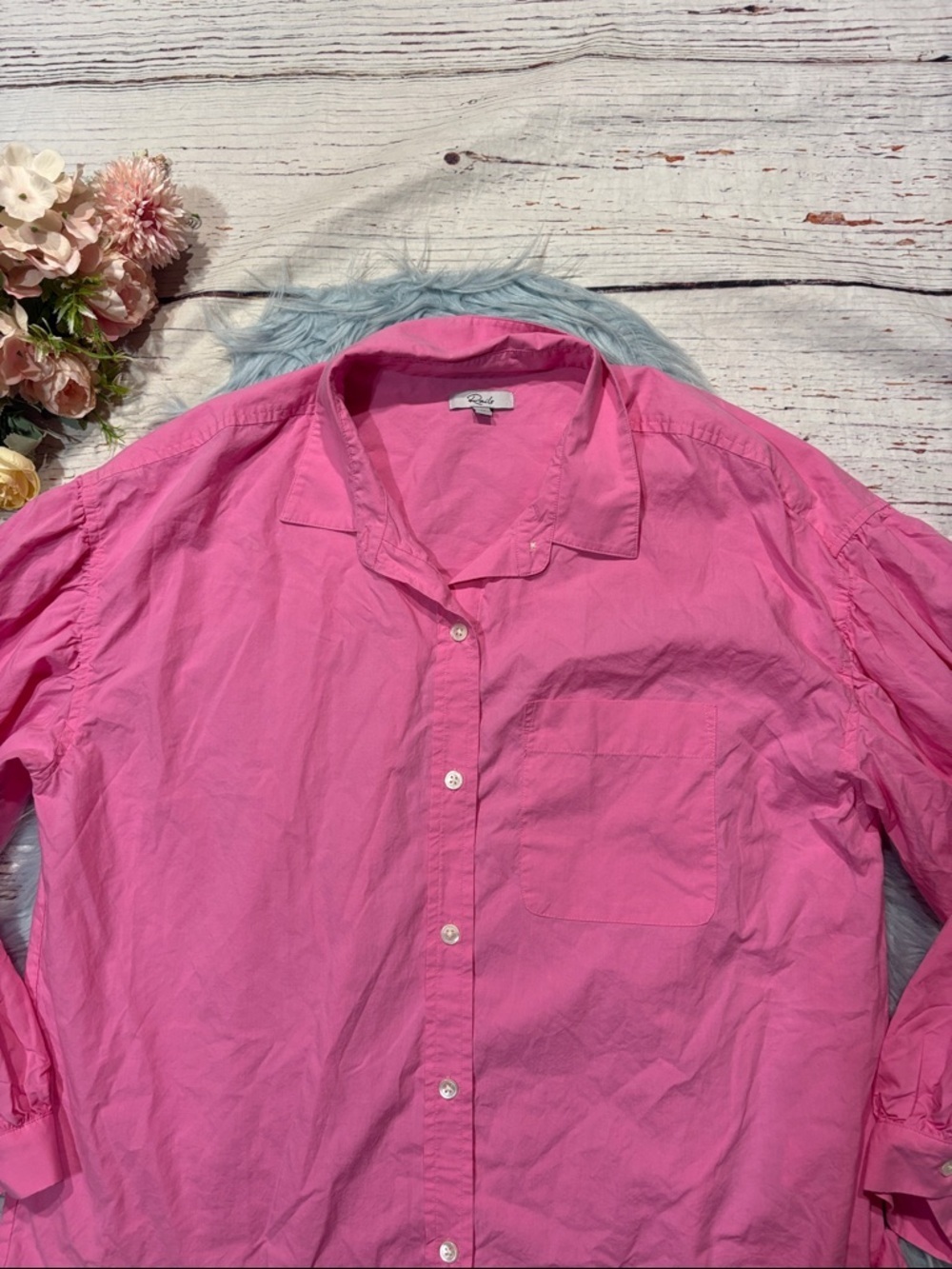 rails janae hot pink button front poplin blouse - Picture 4 of 9